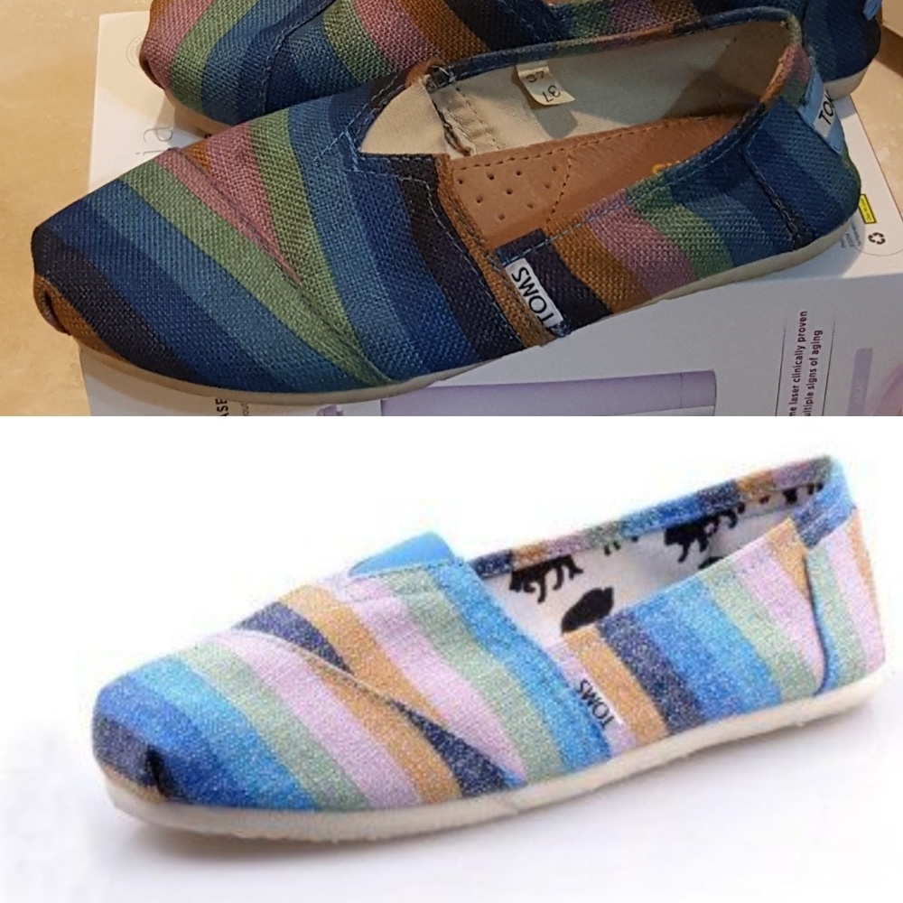 Tom's striped flats